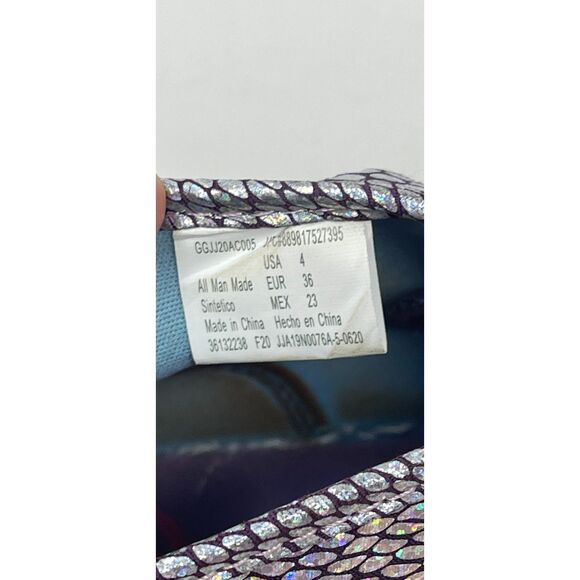 Justice Girl's Bow Silver & Pink Shimmer Glitter Sneakers Shoes Lace Up Size 4 - Picture 3 of 10